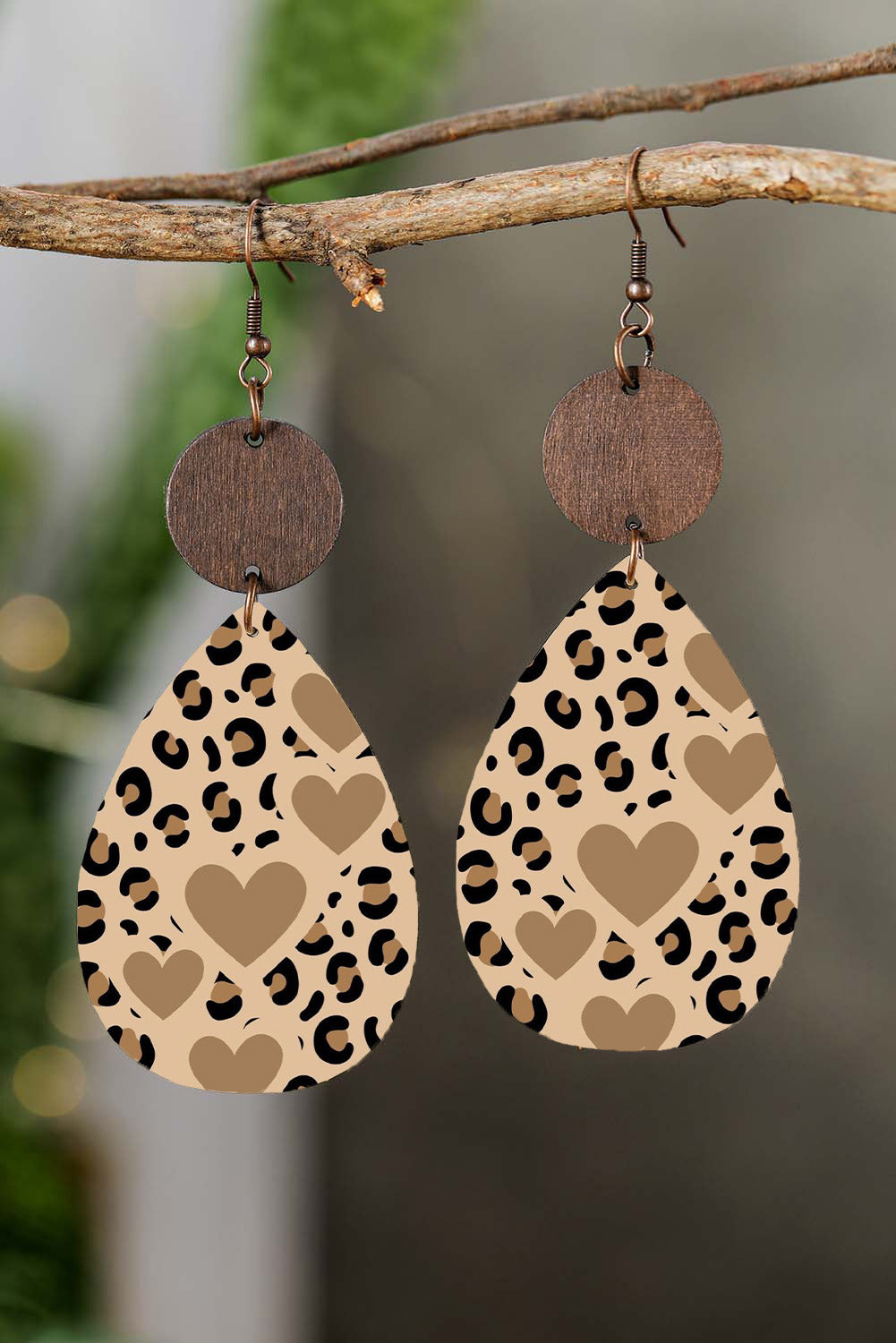 Heart Shape Leopard Print Drop Earrings Jewelry JT's Designer Fashion