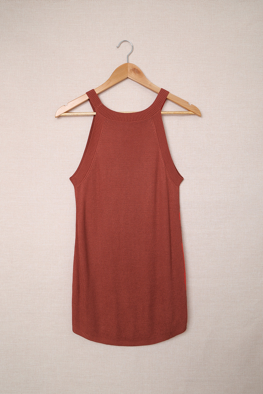 Fiery Red Solid Ribbed Knit Slim-fit Tank Tank Tops JT's Designer Fashion