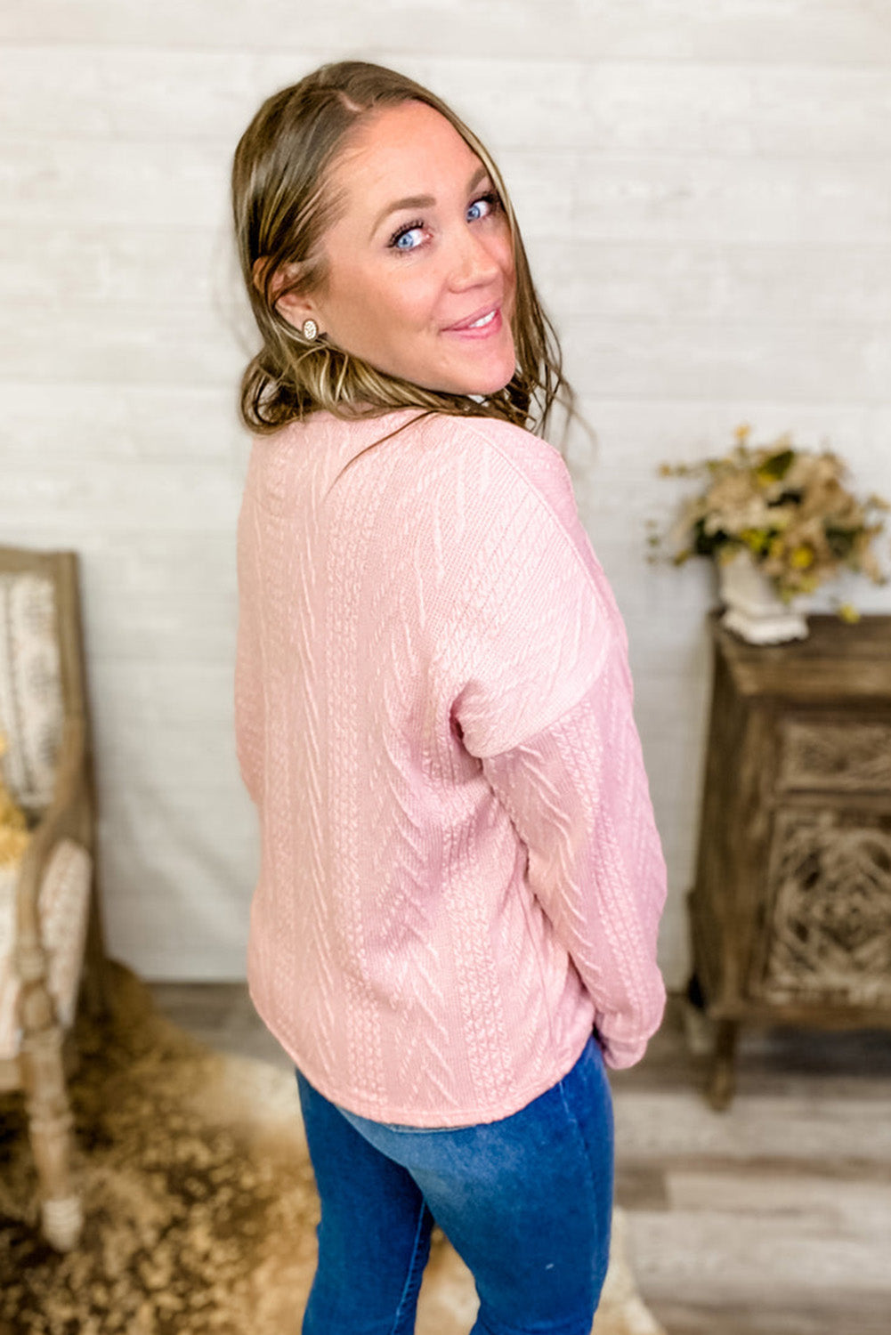 Pink copy-of-pastelweek-7th-ray-pink-cable-knit-sweater Plus Size JT's Designer Fashion