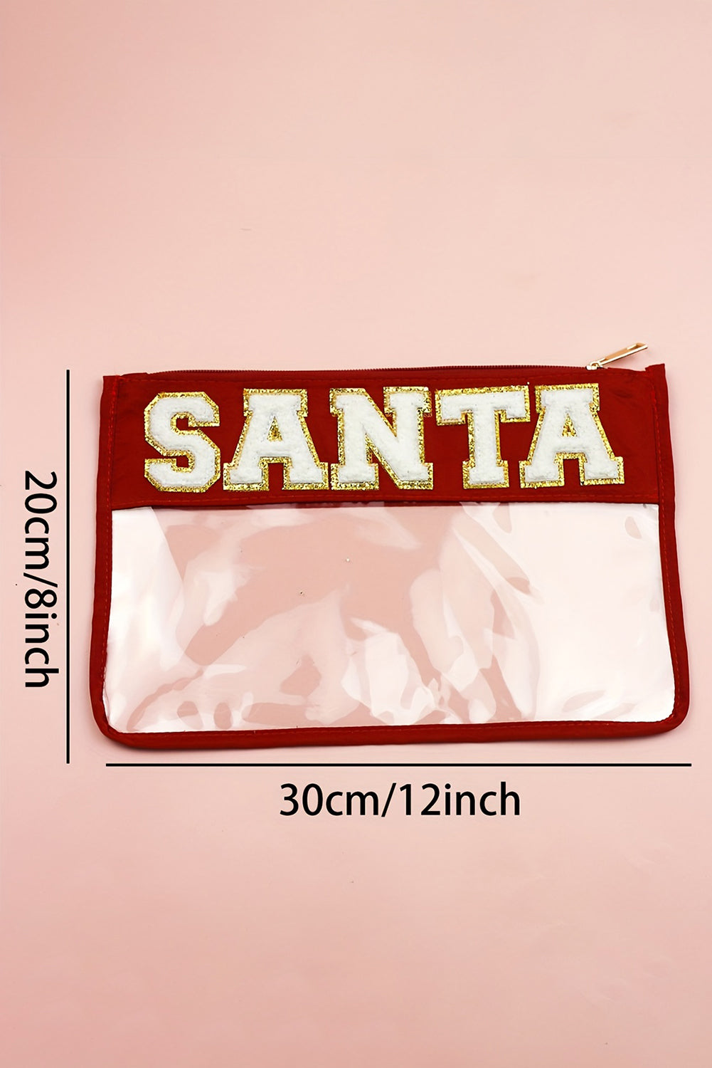 Red SANTA Contrast Trim Clear Makeup Bag Other Accessories JT's Designer Fashion