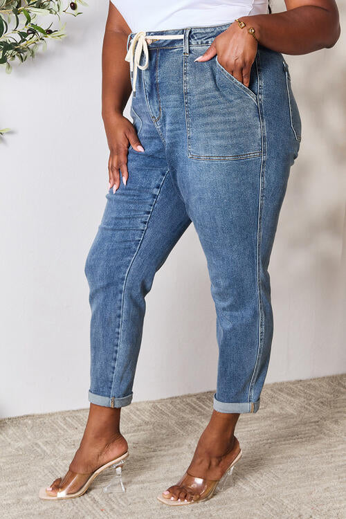 Judy Blue Full Size High Waist Drawstring Denim Jeans Jeans JT's Designer Fashion