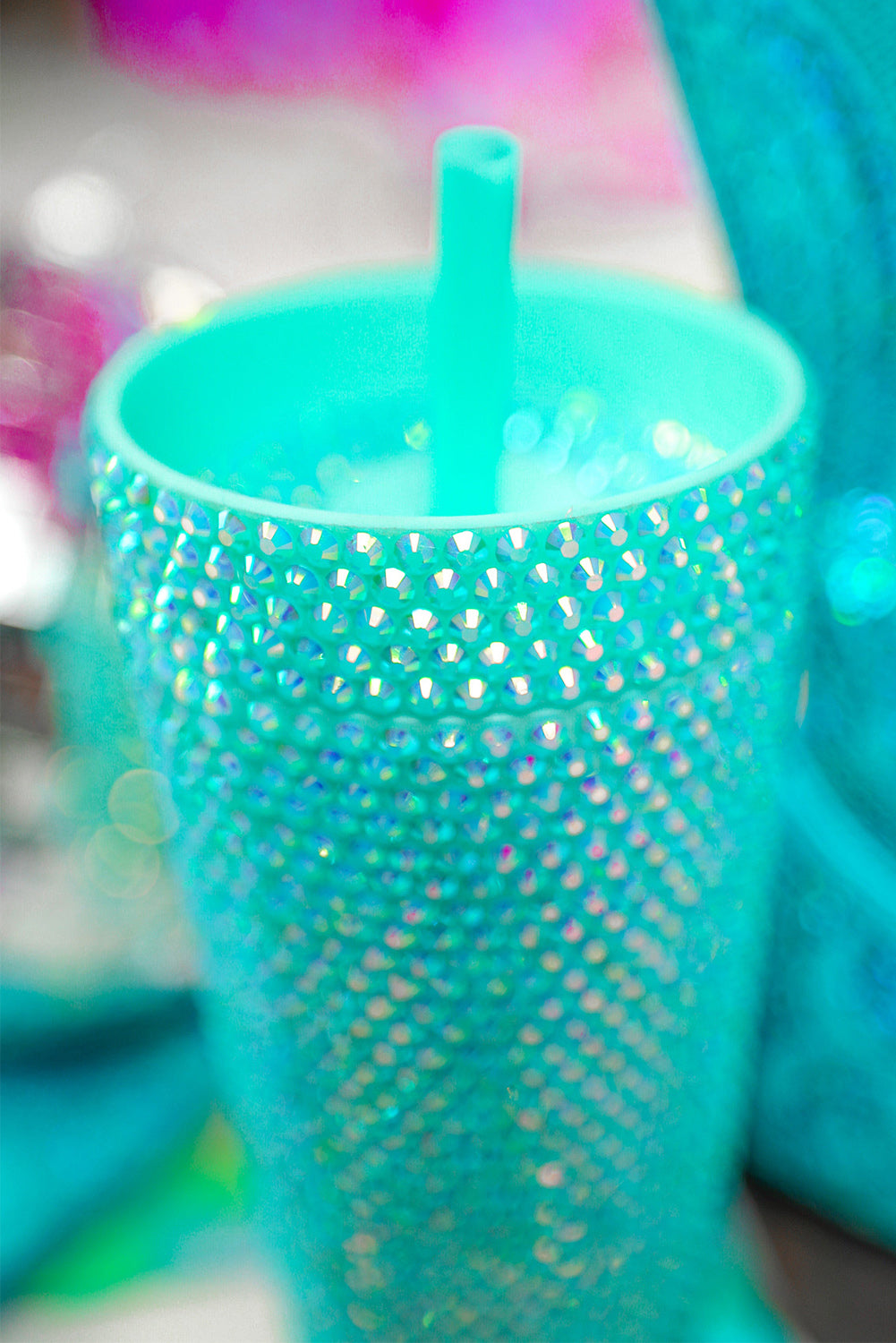 Green Full Rhinestone Straw Cup Tumblers JT's Designer Fashion