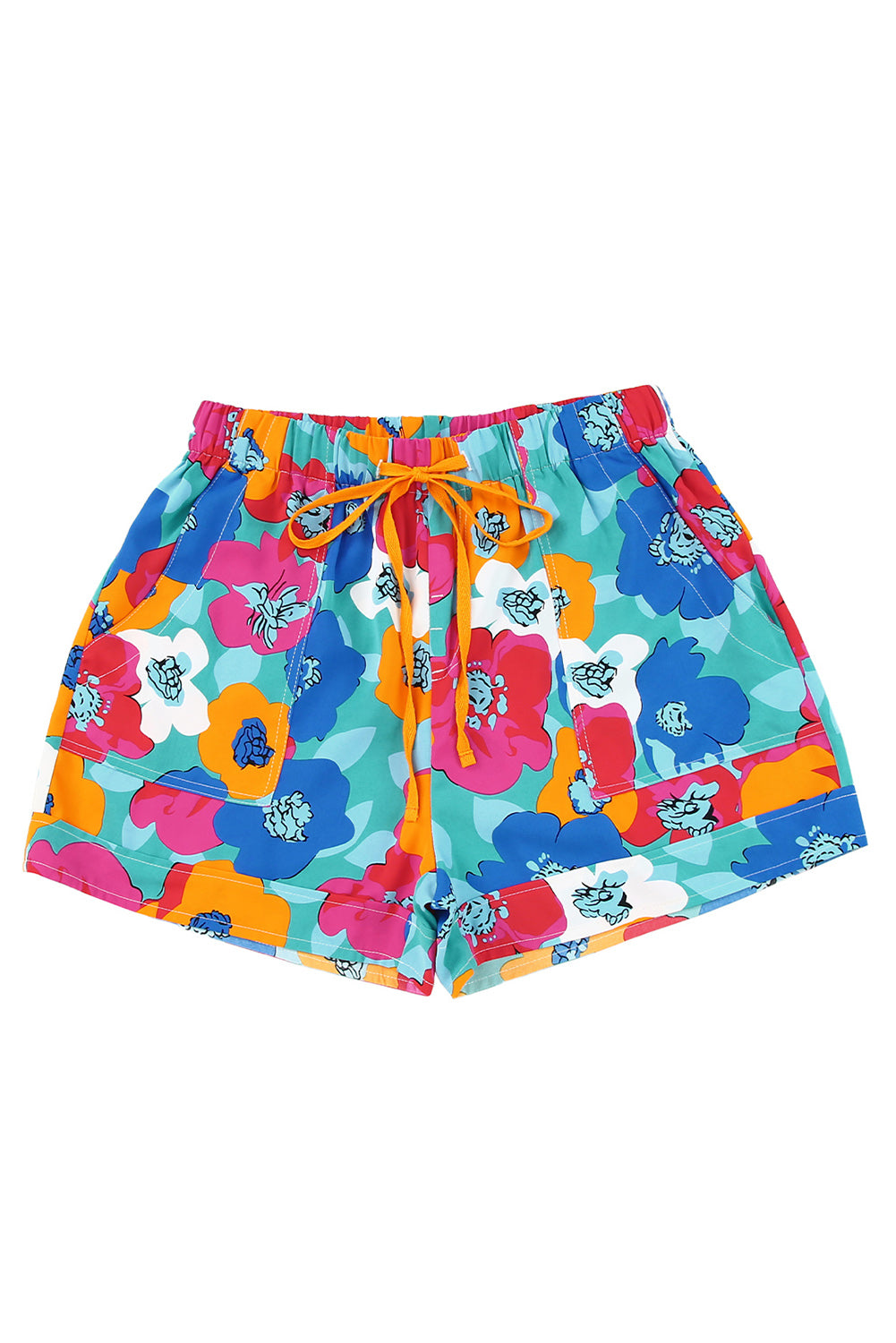 Multicolor Floral Print Drawstring Elastic Waist Casual Shorts Casual Shorts JT's Designer Fashion