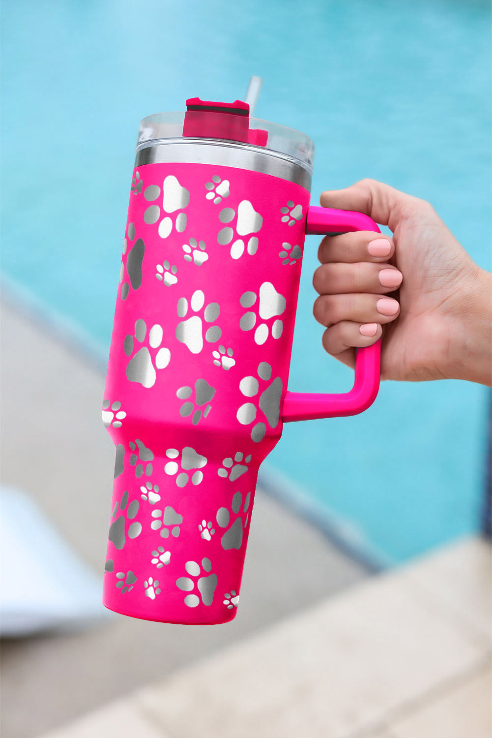 Rose 40oz Cat Paw Print 304 Stainless Steel Thermos Cup Tumblers JT's Designer Fashion