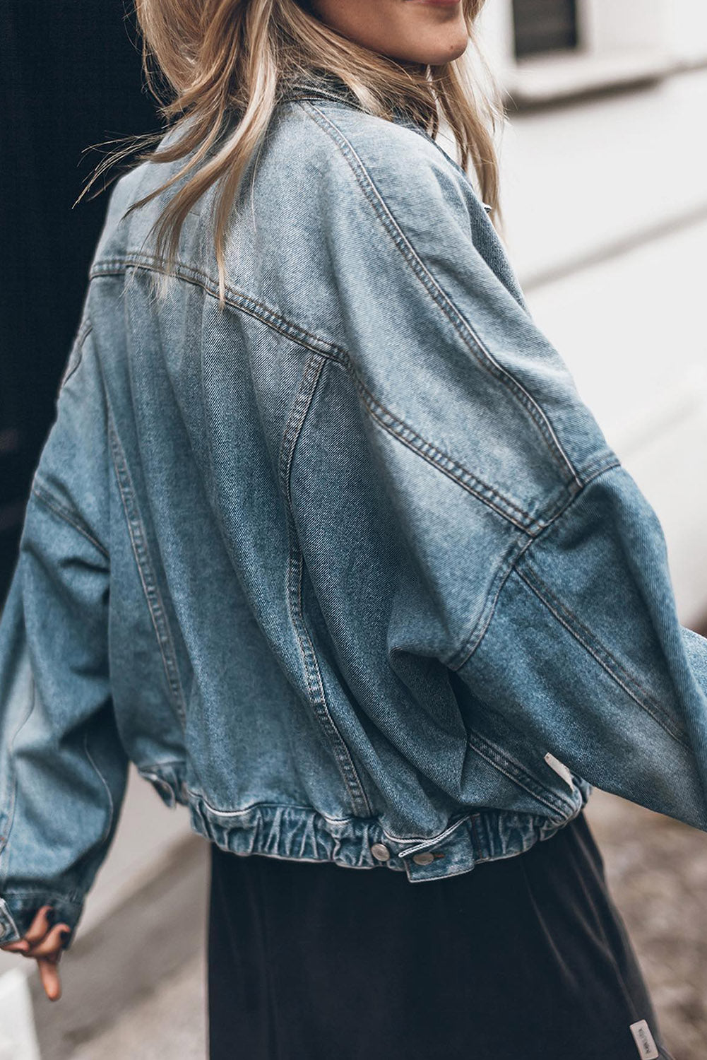 Sky Blue Buttoned Flap Pocket Denim Jacket Denim jackets JT's Designer Fashion