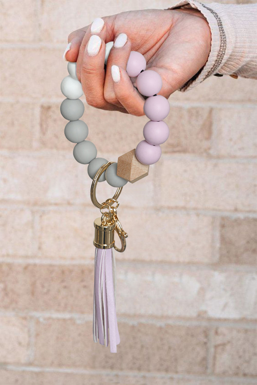 Pink Tassel Decor Silicone Bead Bracelet Keychain Other Accessories JT's Designer Fashion