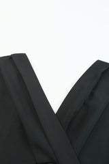 Black Plus Size Pleated V Neck Ruffle Hem Bodycon Dress Plus Size Dresses JT's Designer Fashion