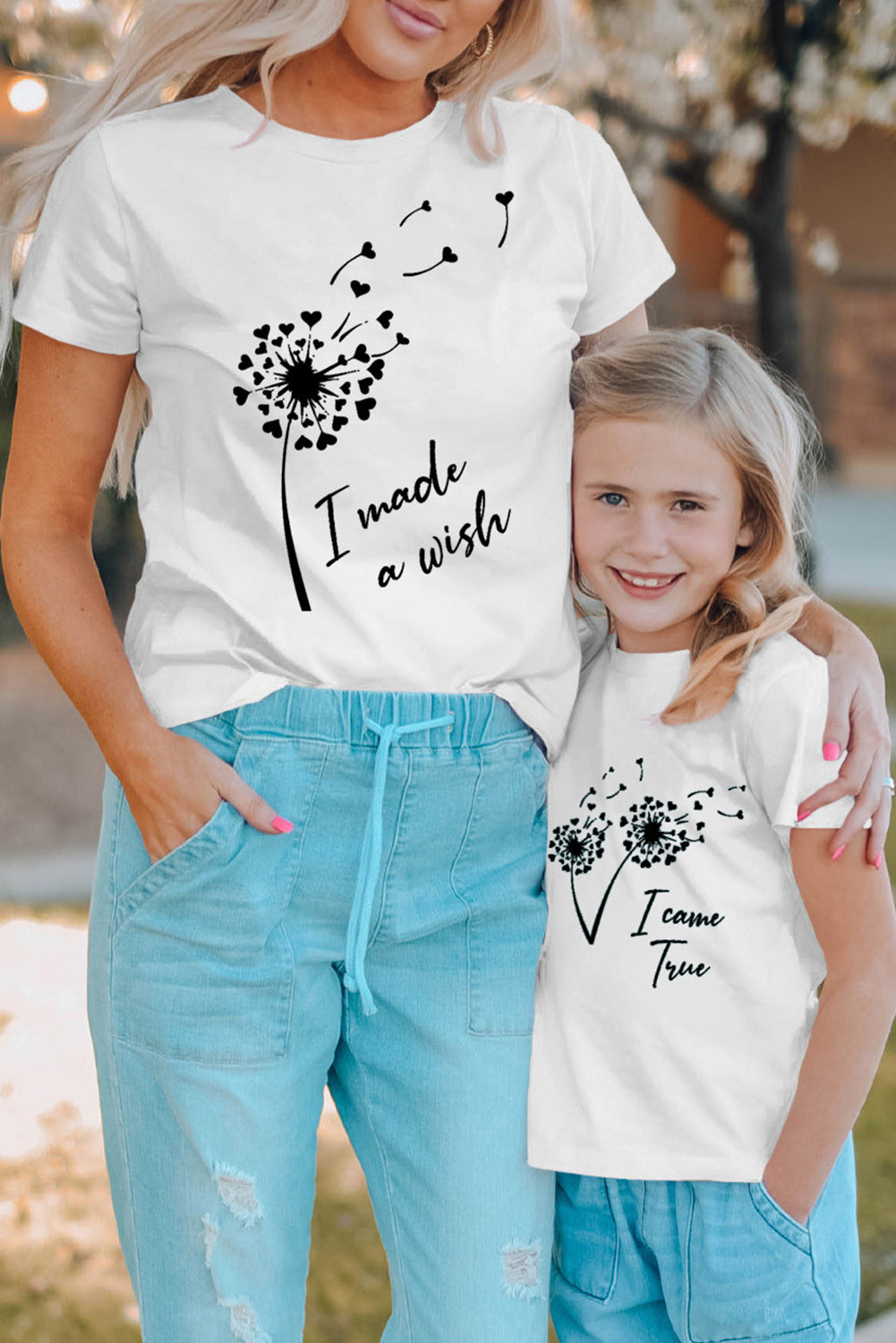 White I Made a Wish on Flying Danedlion Kids Graphic Tee Family T-shirts JT's Designer Fashion