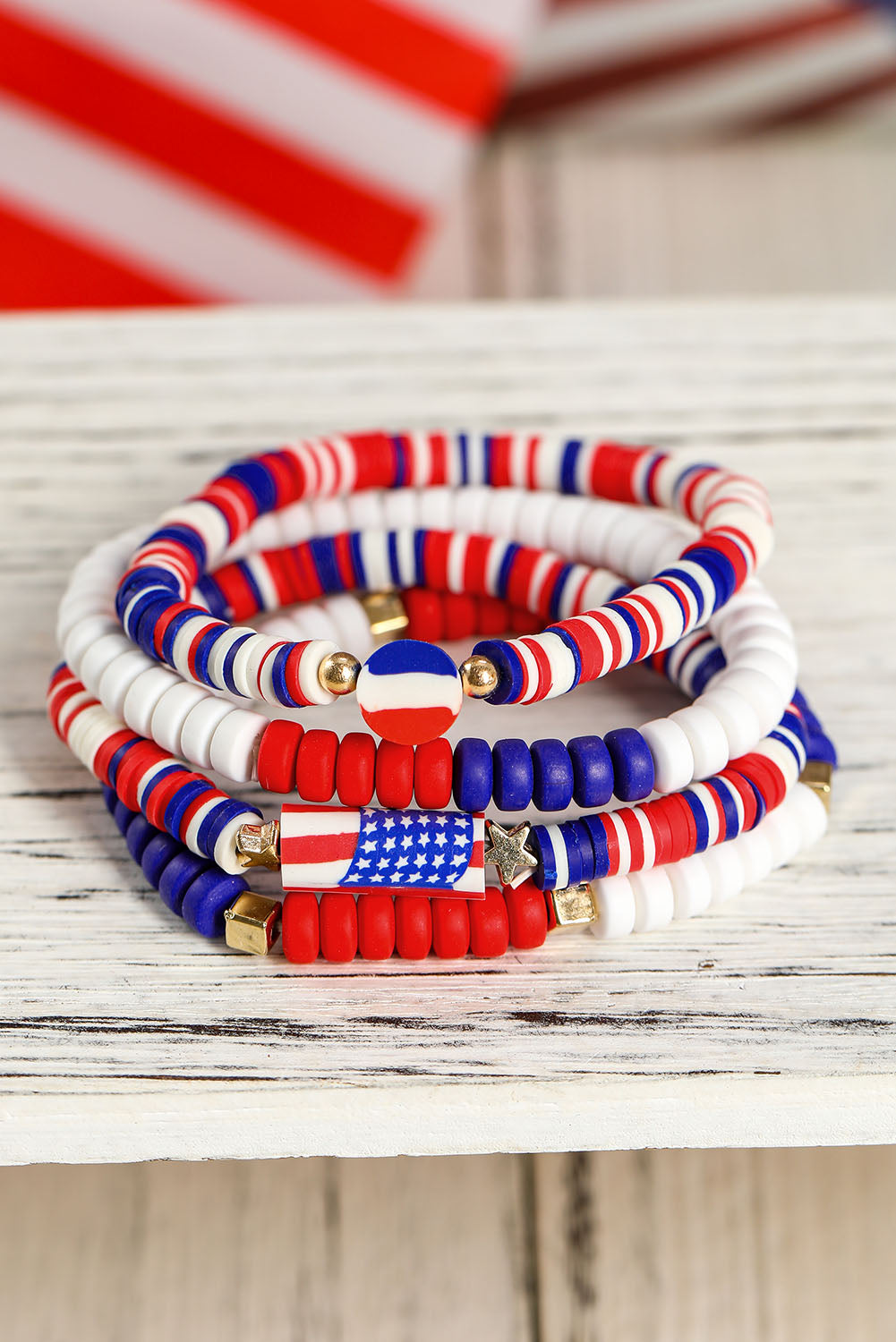 Multicolor Independence Day Stars Stripes Bracelet Set Jewelry JT's Designer Fashion