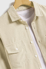 Apricot Men Corduroy Flap Pocket Button Front Shirt Men's Tops JT's Designer Fashion
