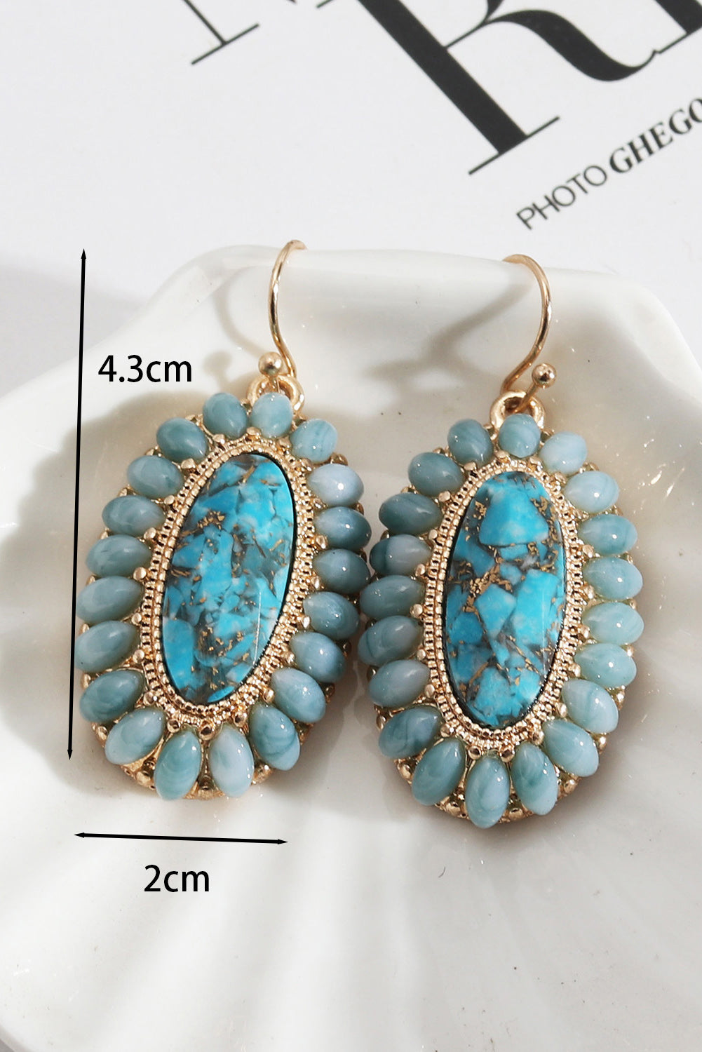 Green Vintage Western Turquoise Oval Earrings Jewelry JT's Designer Fashion