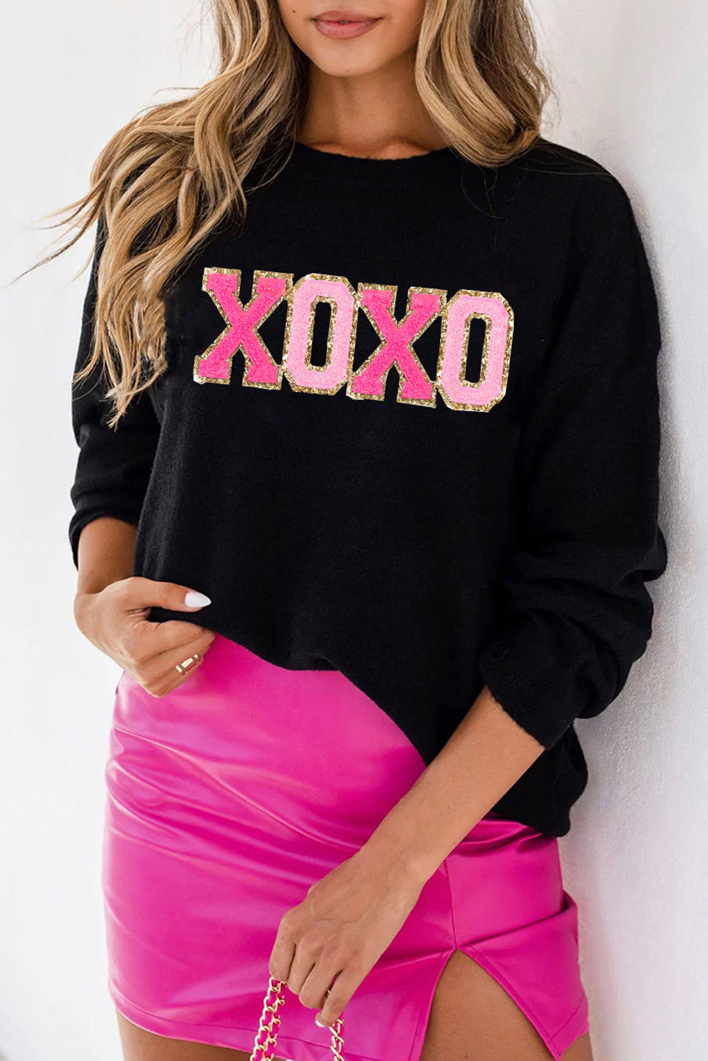 Pink and Black Love and Kisses Round Neck Sweater Pre Order Sweaters & Cardigans JT's Designer Fashion