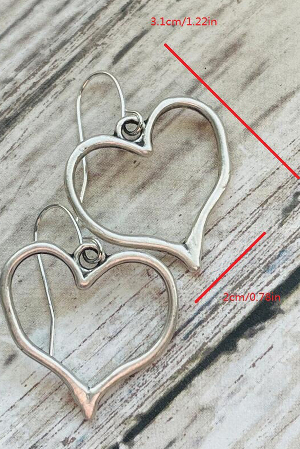 Silvery Heart Shape Hook Drop Earrings Jewelry JT's Designer Fashion