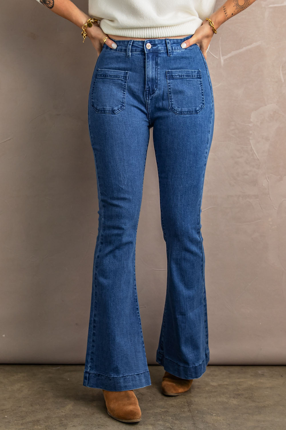 Blue Bell Bottom Denim Pants Jeans JT's Designer Fashion