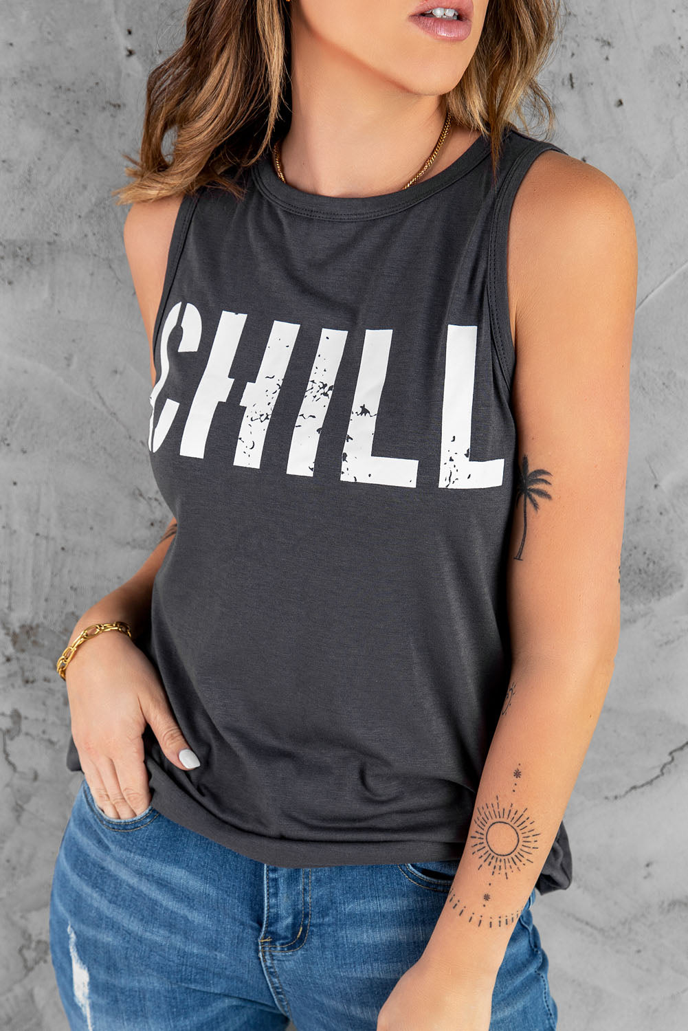 CHILL Graphic Print Tank Top Tank Tops JT's Designer Fashion