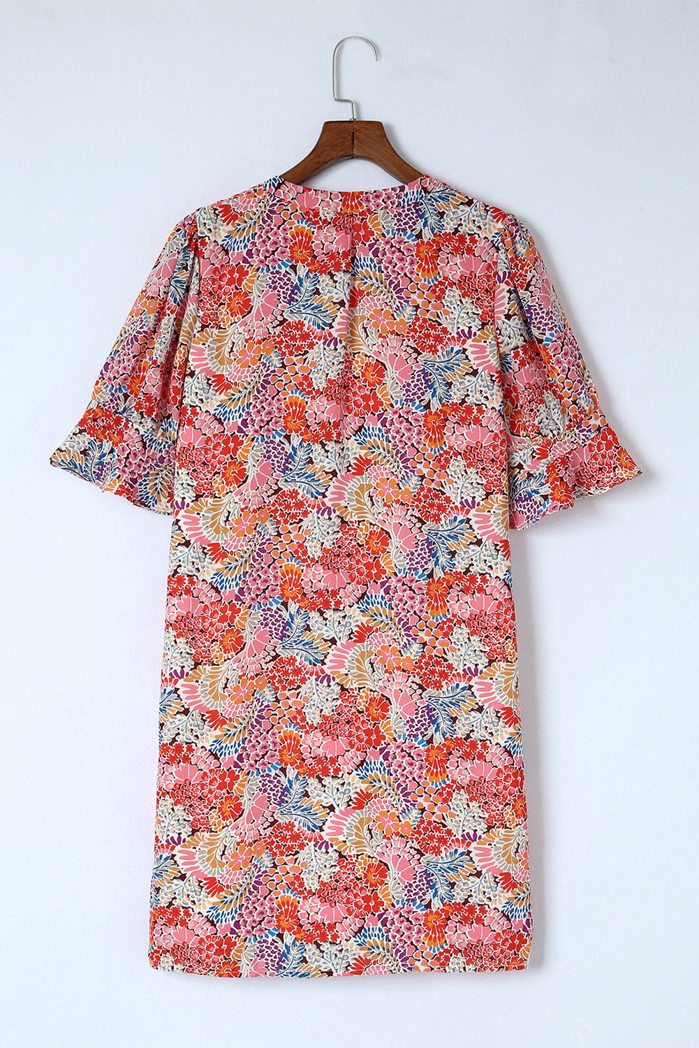 Multicolor Boho Floral Printed Flutter Sleeve Dress Floral Dresses JT's Designer Fashion