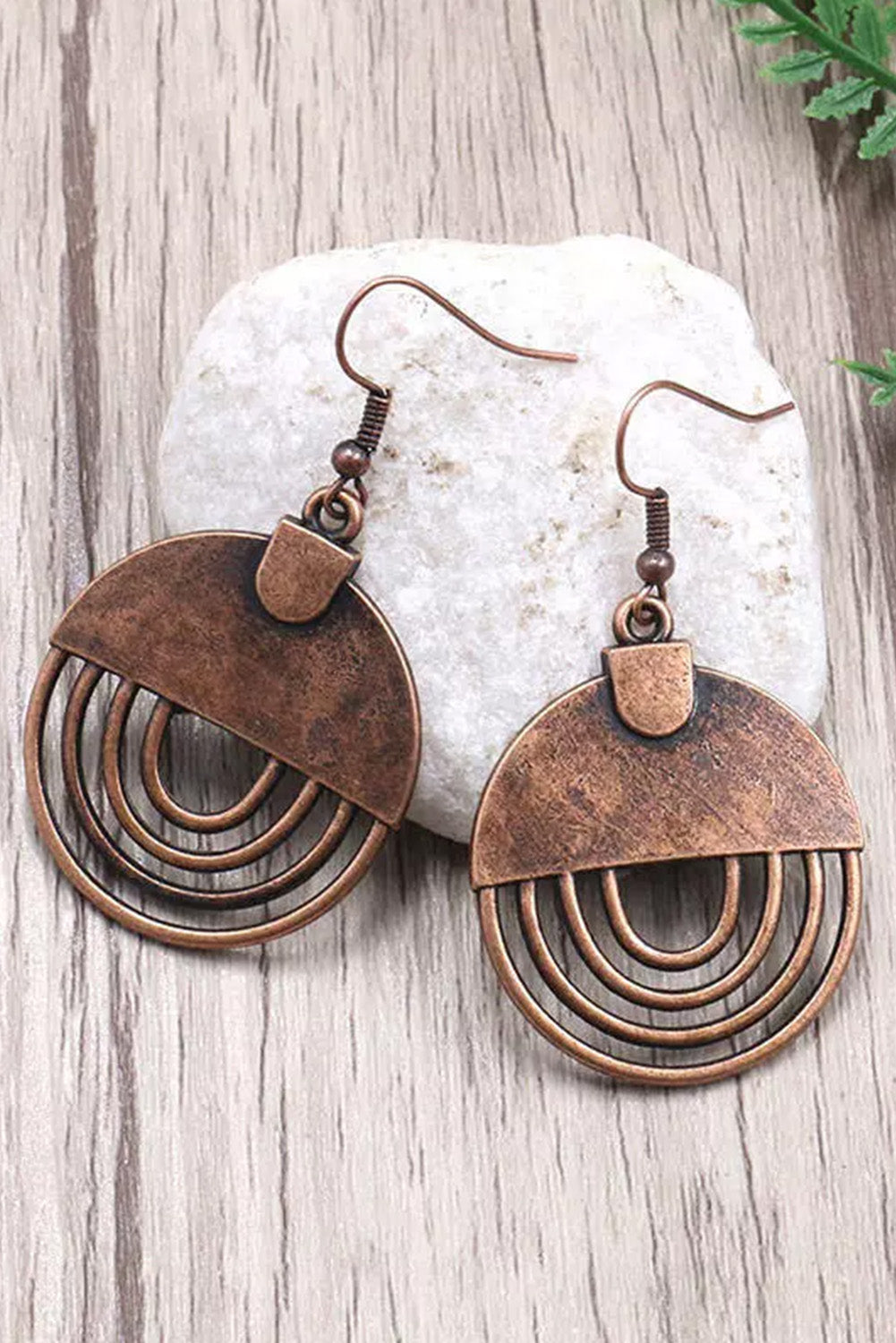 Brown Vintage Hollow Out Hook Earrings Jewelry JT's Designer Fashion