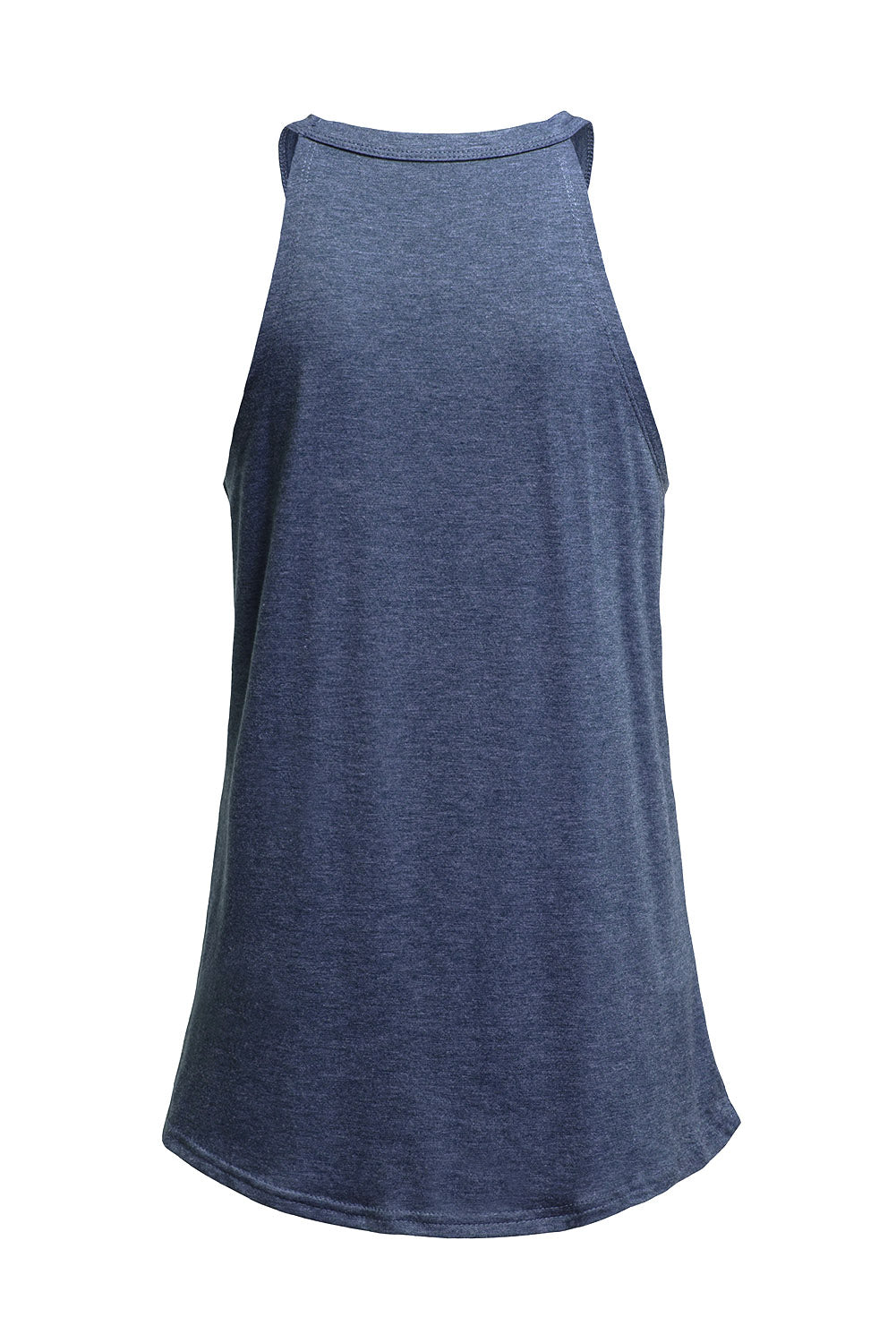 Blue Solid Color Crew Neck Tank Top Tank Tops JT's Designer Fashion