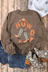 Brown HOWDY Western Fashion Graphic Sweatshirt Brown 75%Polyester+25%Cotton Graphic Sweatshirts JT's Designer Fashion