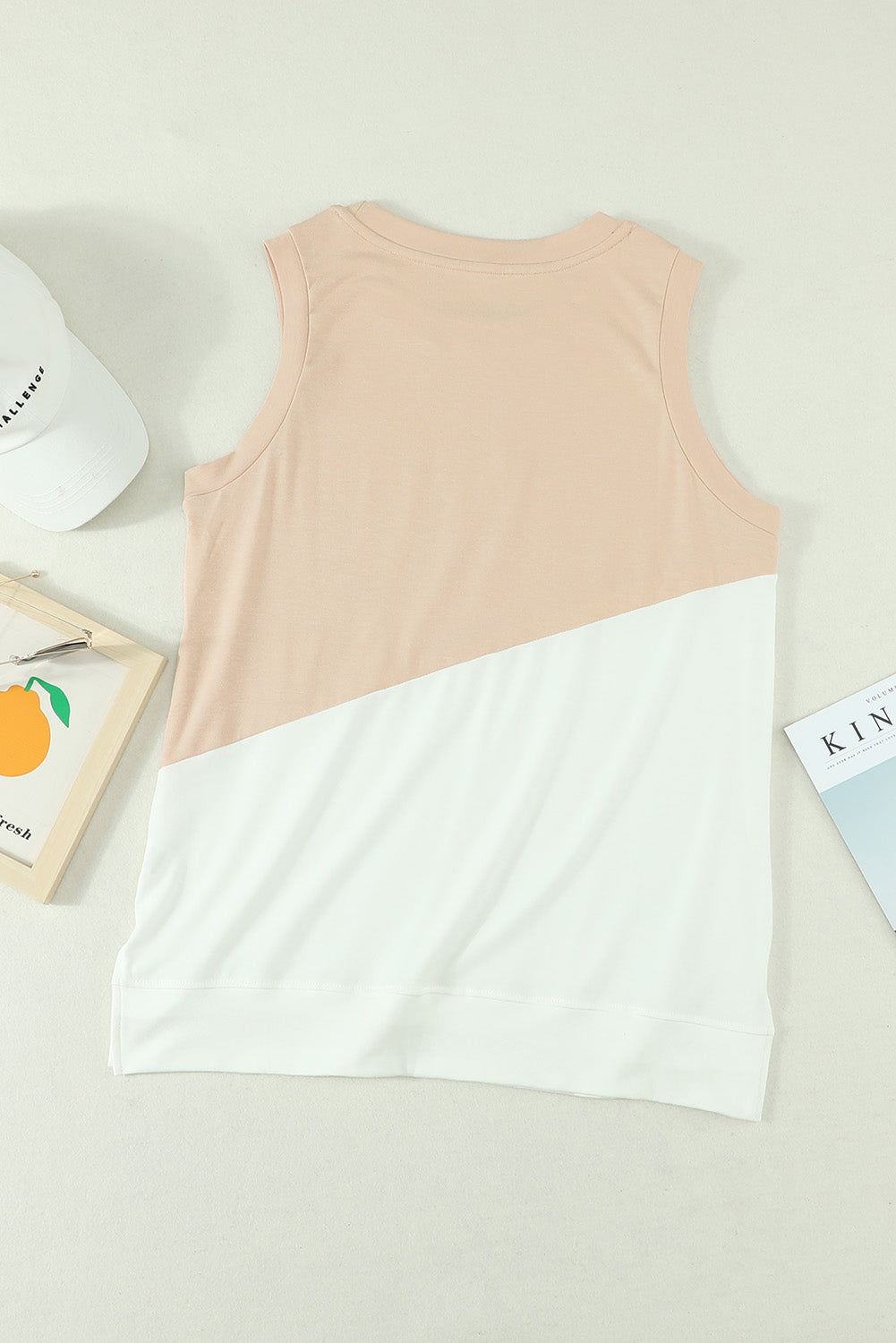 Apricot Crew Neck Colorblock Tank Top Tops & Tees JT's Designer Fashion