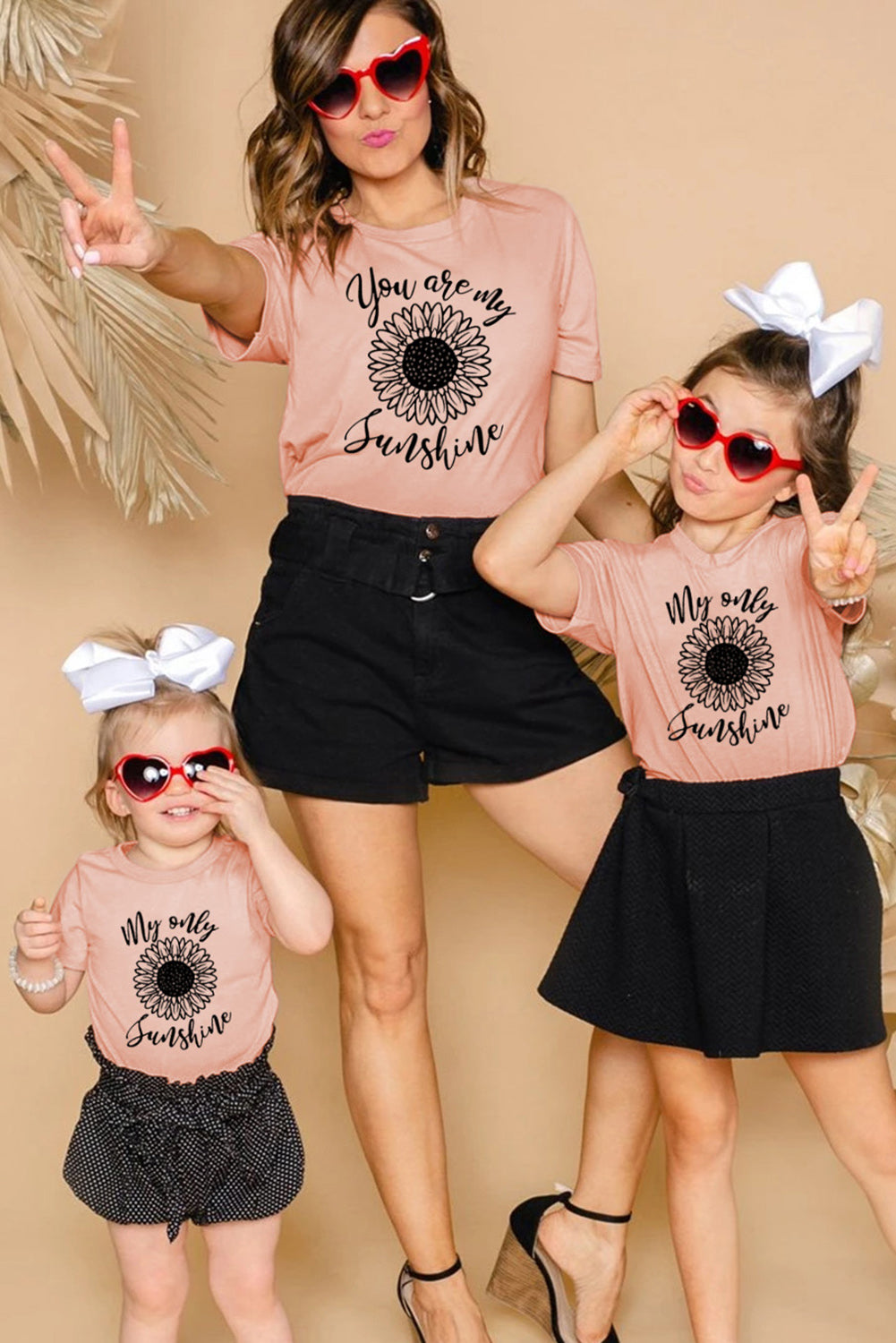 Pink Family Matching Floral Letter Print Short Sleeve T Shirt Family T-shirts JT's Designer Fashion