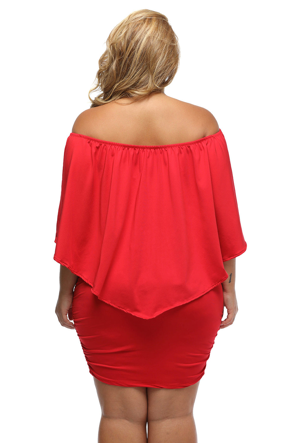 Plus Size Multiple Dressing Layered Red Mini Poncho Dress Plus Size Dresses JT's Designer Fashion