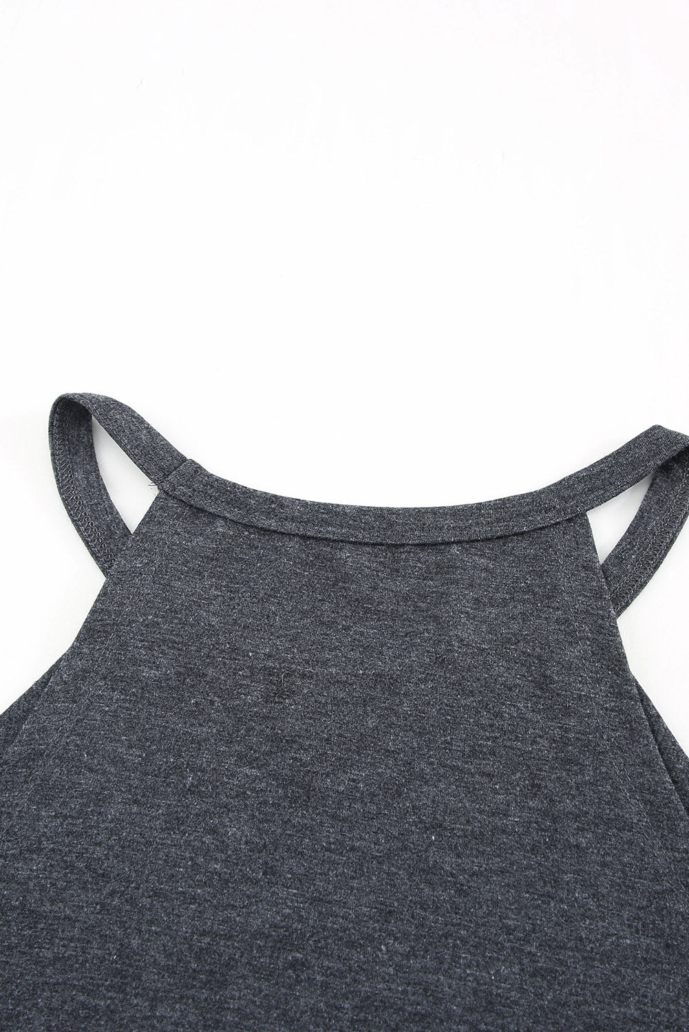 Grey Solid Color Crew Neck Tank Top Tank Tops JT's Designer Fashion