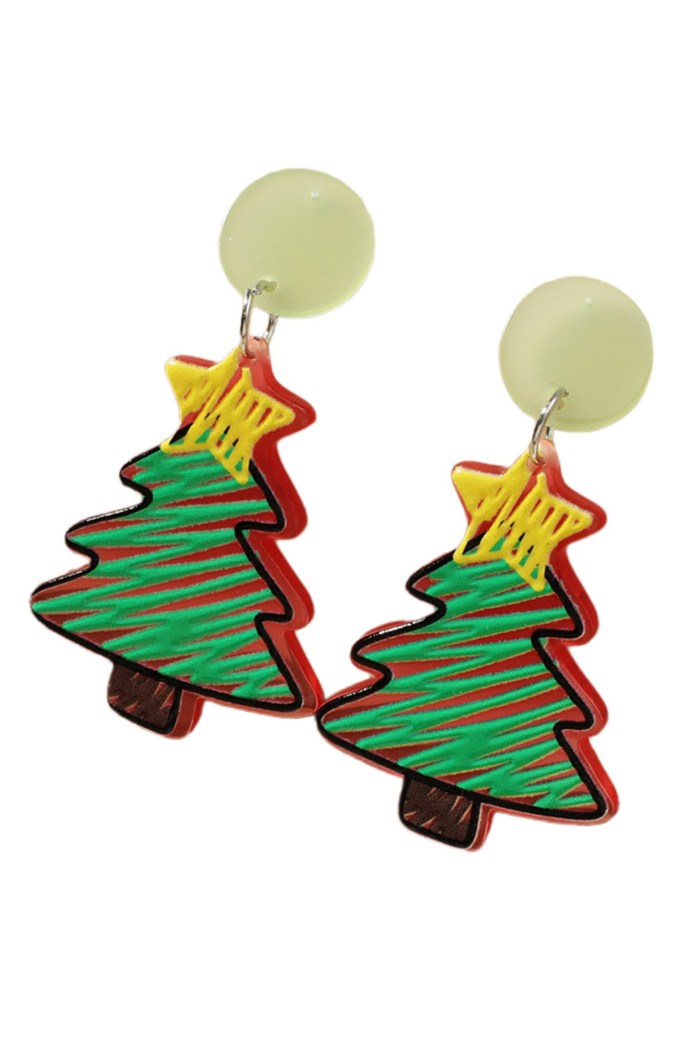 Green Christmas Tree Acrylic Stud Earrings Jewelry JT's Designer Fashion