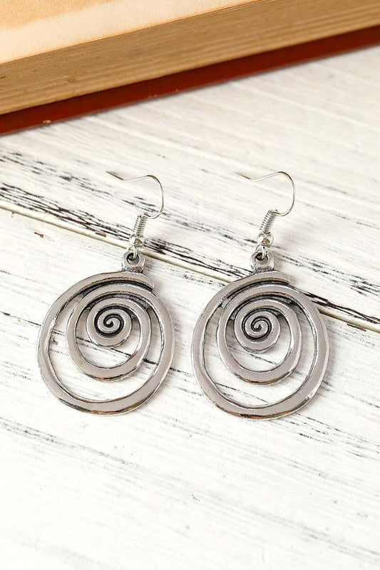 Silver Coil Shape Hook Earrings Jewelry JT's Designer Fashion