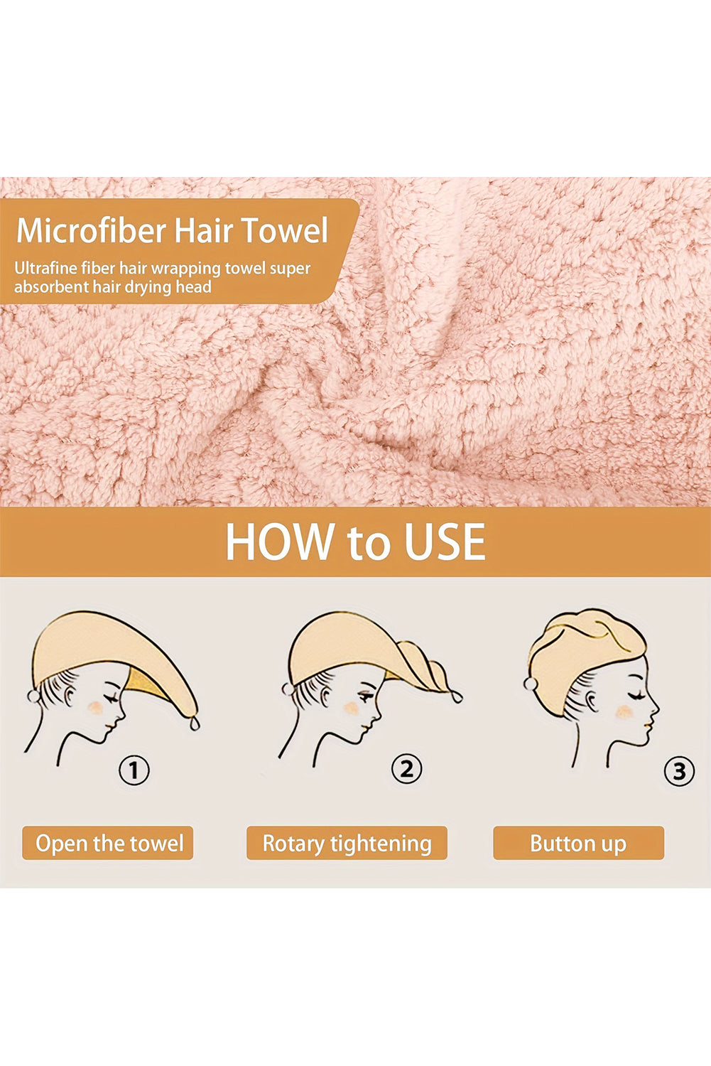 Pink Super-Absorbent Quick Drying Microfiber Hair Towel Other Accessories JT's Designer Fashion