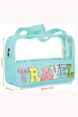 Mint Green TRAVEL Chenille Letter Clear PVC Makeup Bag Other Accessories JT's Designer Fashion