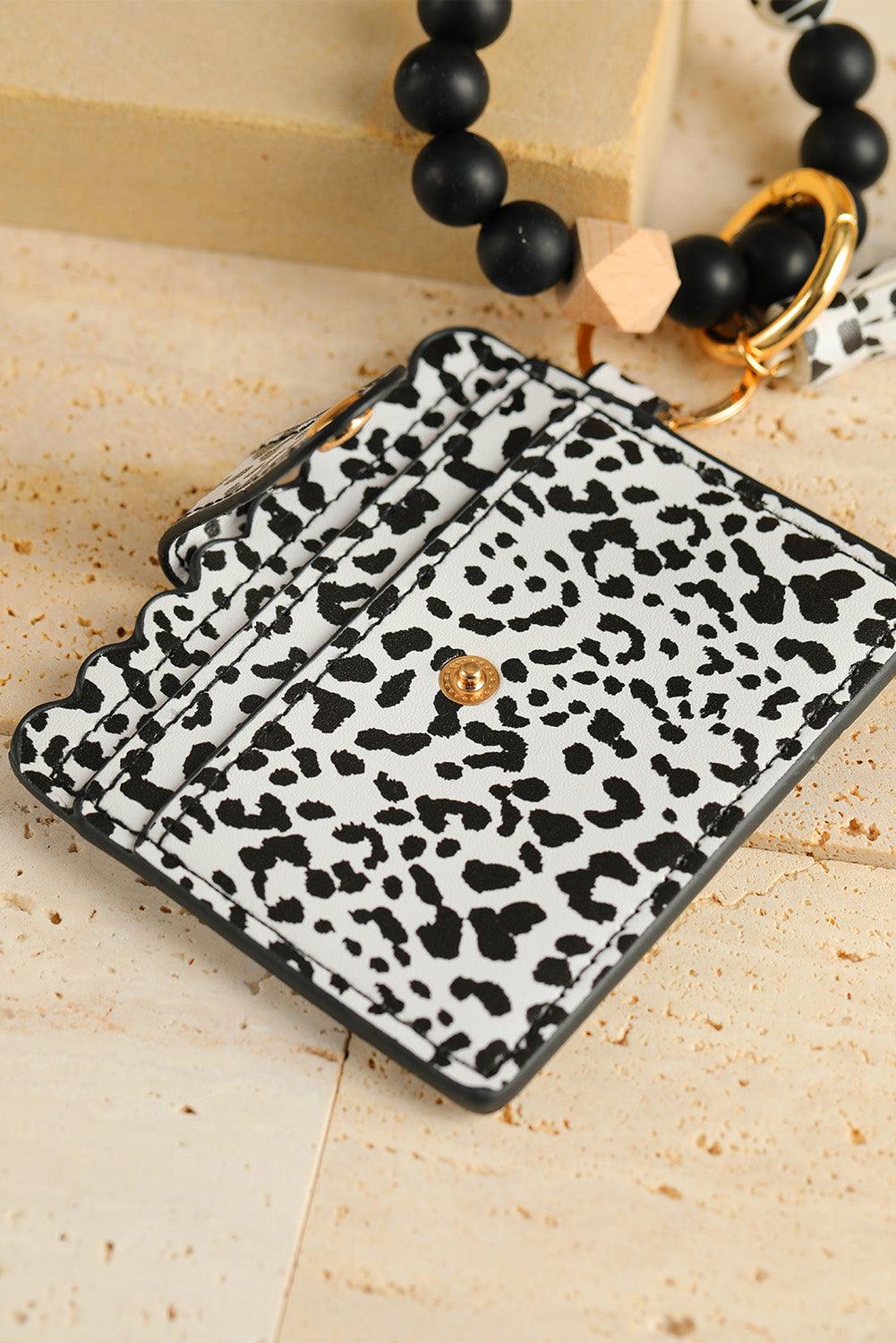 Black Silicone Bead Bracelet Key Buckle Leopard Card Holder Other Accessories JT's Designer Fashion