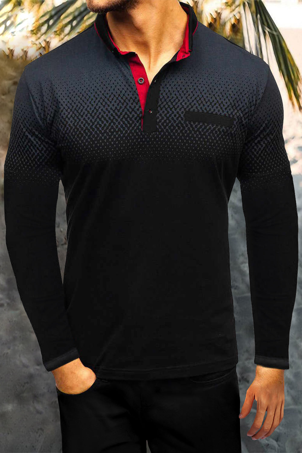 Black Gradient Men's Polo Shirt Black 100%Acrylic Men's Tops JT's Designer Fashion