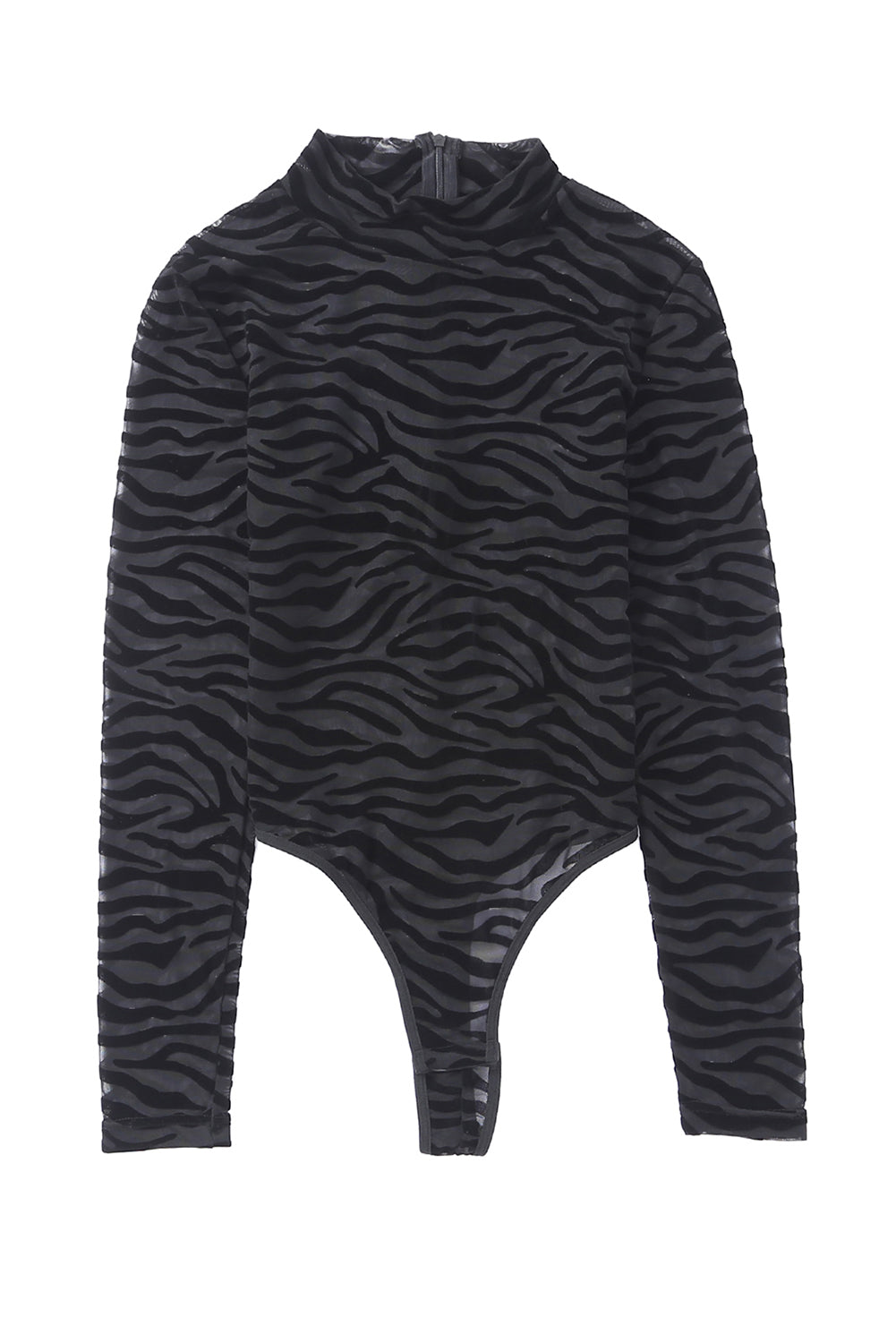 Mock Neck Long Sleeve Zebra Print Bodysuit Bodysuits JT's Designer Fashion