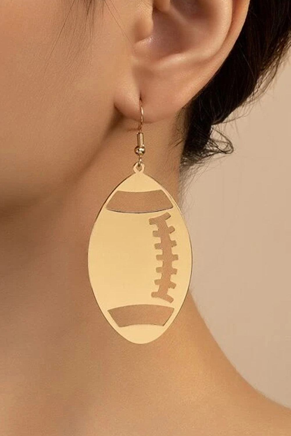 Gold Alloy Rugby Pendant Earrings Jewelry JT's Designer Fashion