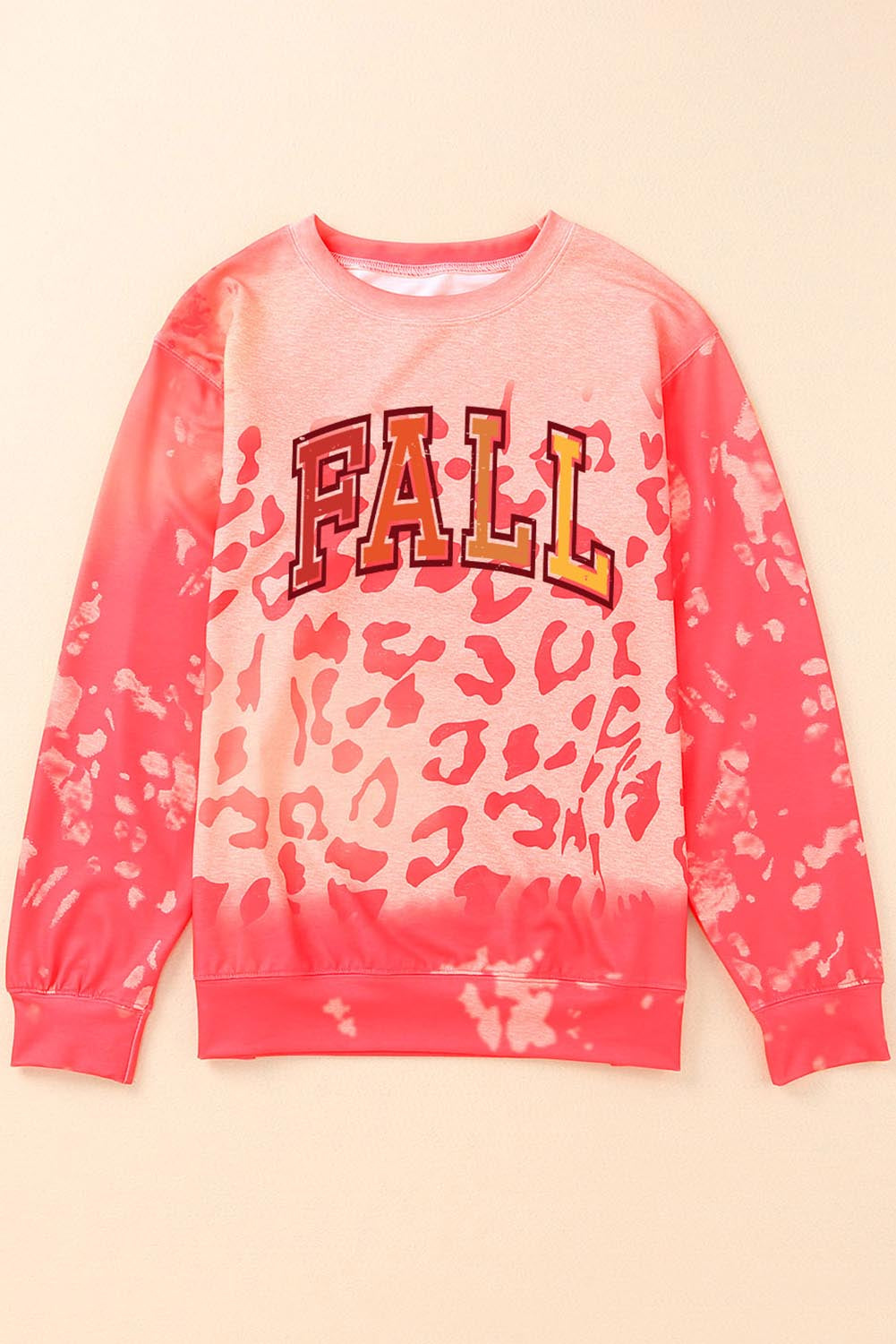 Pink FALL Leopard Print Long Sleeve Pullover Sweatshirt Graphic Sweatshirts JT's Designer Fashion