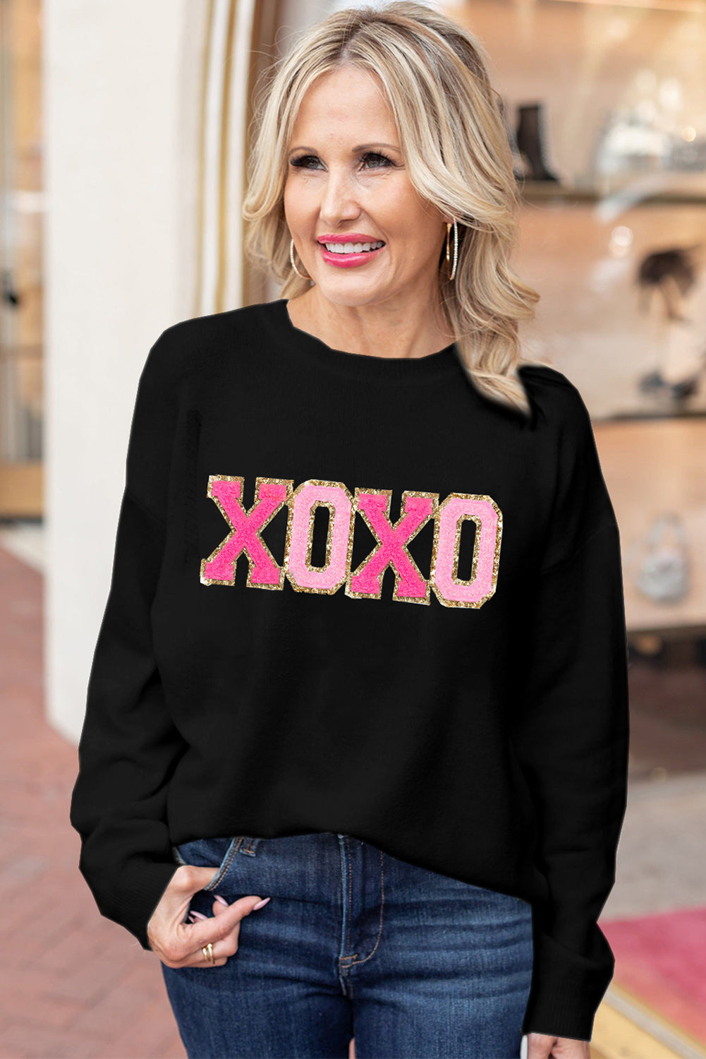 Pink and Black Love and Kisses Round Neck Sweater Pre Order Sweaters & Cardigans JT's Designer Fashion