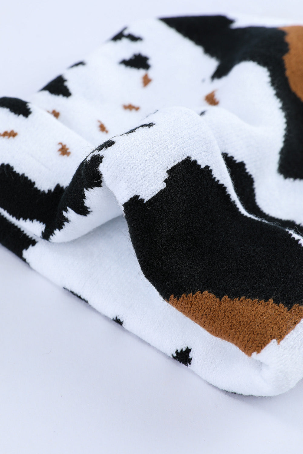 Black Cow Spots Printed Warm Beanie Hat Hats & Caps JT's Designer Fashion