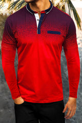 Red Gradient Men's Polo Shirt Red 100%Acrylic Men's Tops JT's Designer Fashion