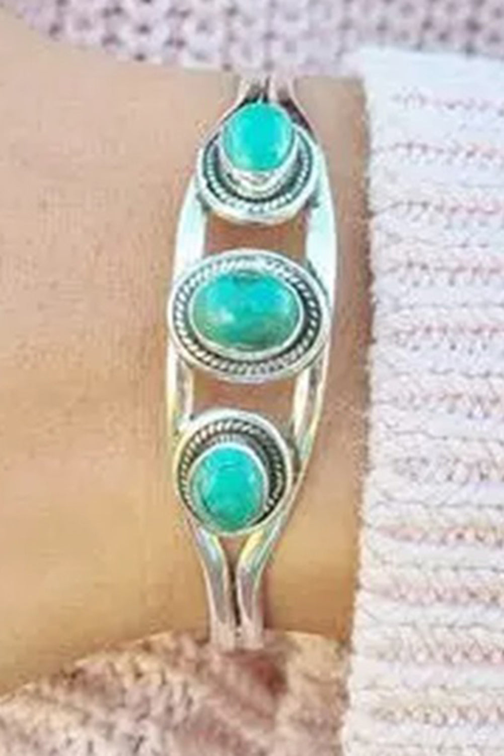 Silver Turquoise Hollow Out Alloy Bracelet Jewelry JT's Designer Fashion