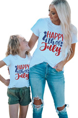 White HAPPY 4th OF JULY Printed Family Matching Kid's Graphic Tee Family T-shirts JT's Designer Fashion