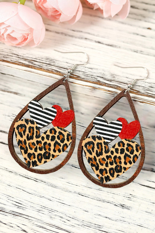 Leopard Heart Shape Hollowed Valentine's Day Earrings Jewelry JT's Designer Fashion