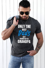 Gray Best Dad Promoted To Grandpa Mens Graphic Tee Men's Tops JT's Designer Fashion