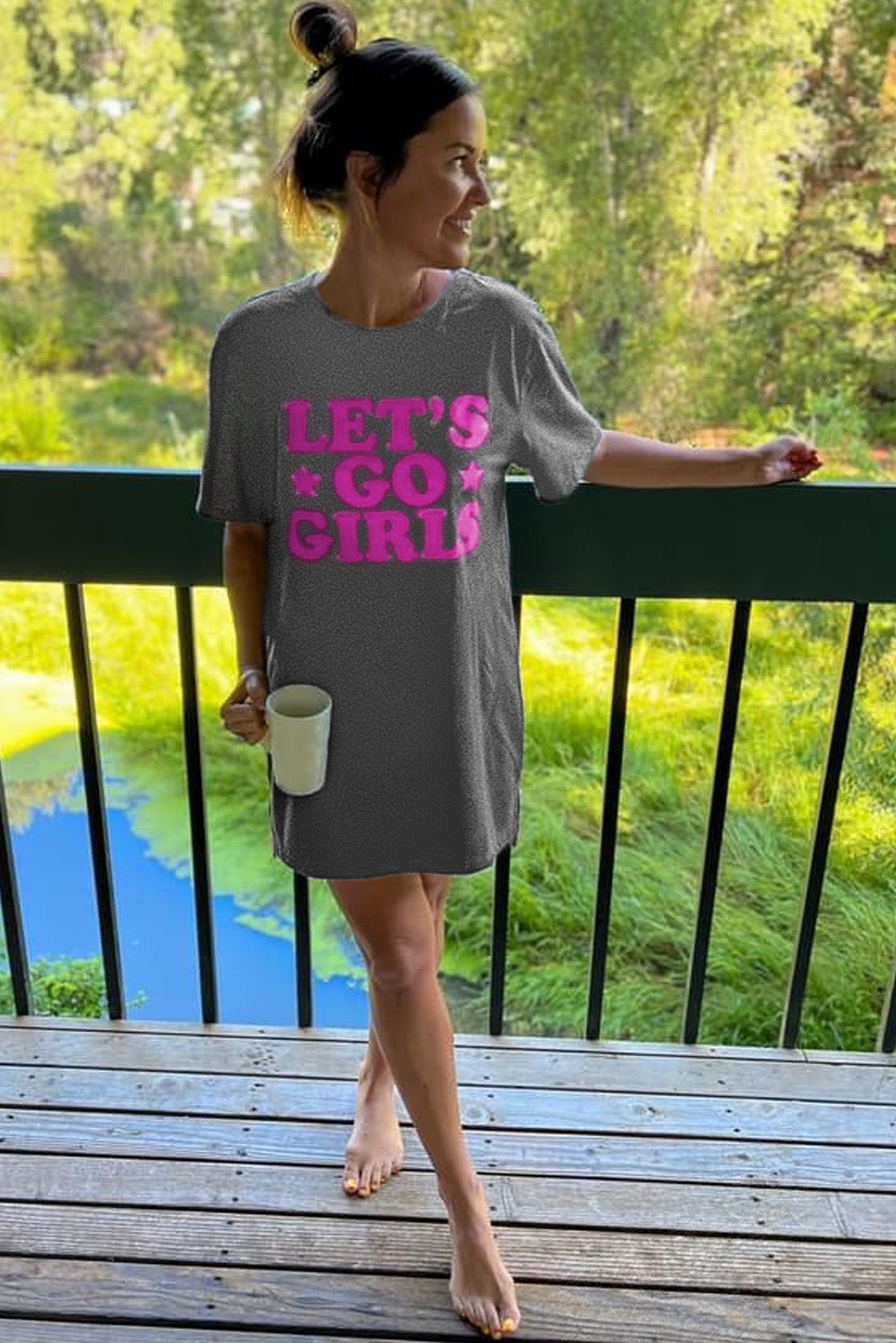 Gray LET T Shirt Dresses JT's Designer FashionS GO GIRLS Casual T Shirt Dress T Shirt Dresses JT's Designer Fashion