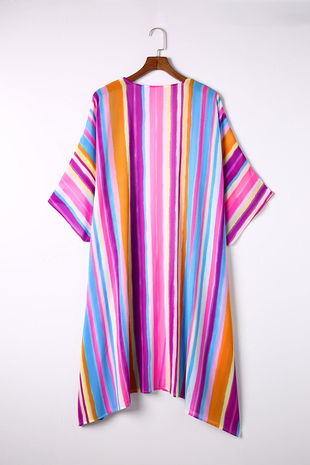 Multicolor Striped Print Oversized Kimono Kimonos JT's Designer Fashion