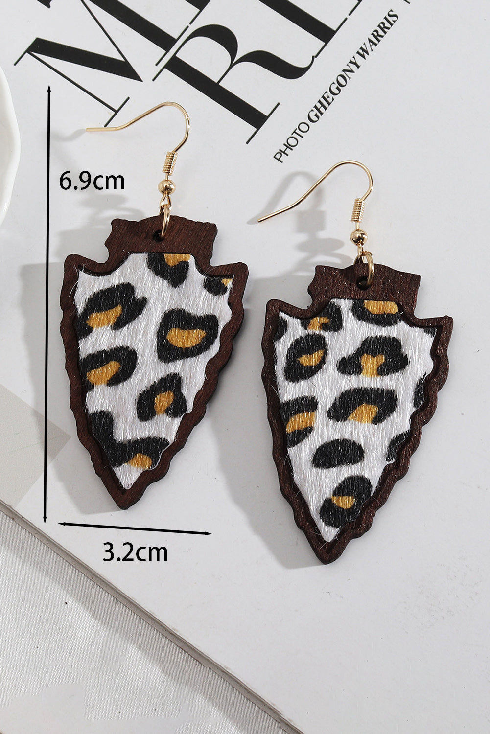 Leopard Applique Wood Leather Earrings Jewelry JT's Designer Fashion