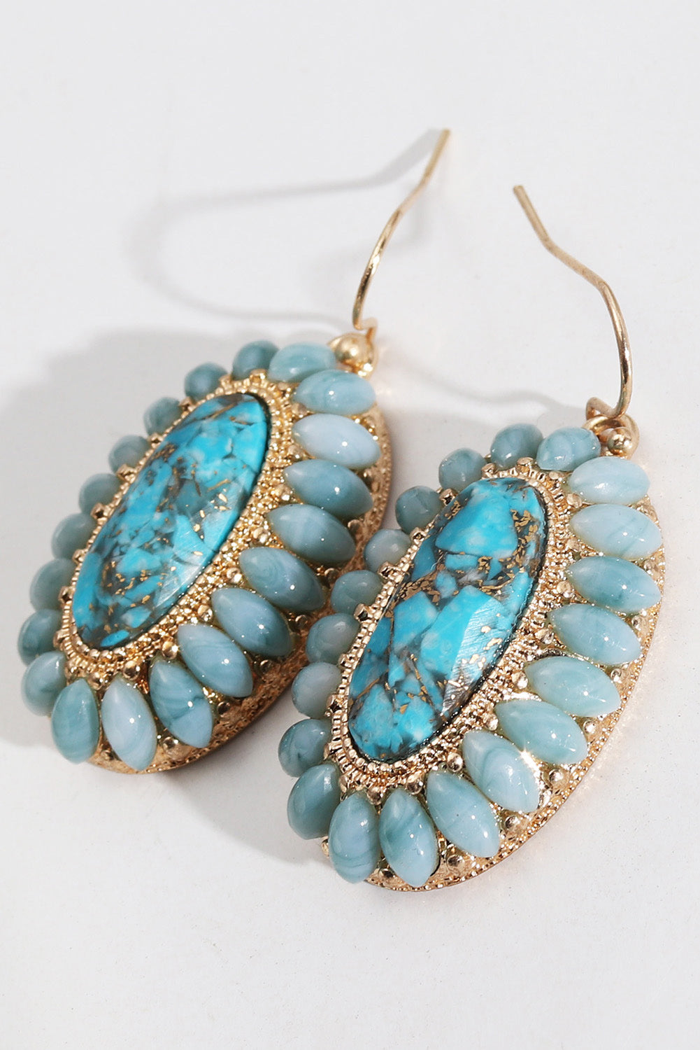 Green Vintage Western Turquoise Oval Earrings Jewelry JT's Designer Fashion