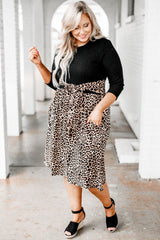 Ribbed Knit Leopard Plus Size Midi Dress Plus Size Dresses JT's Designer Fashion