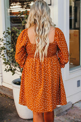 Yellow Boho Dotted Print Smocked Bust Plus Size Dress Plus Size Dresses JT's Designer Fashion