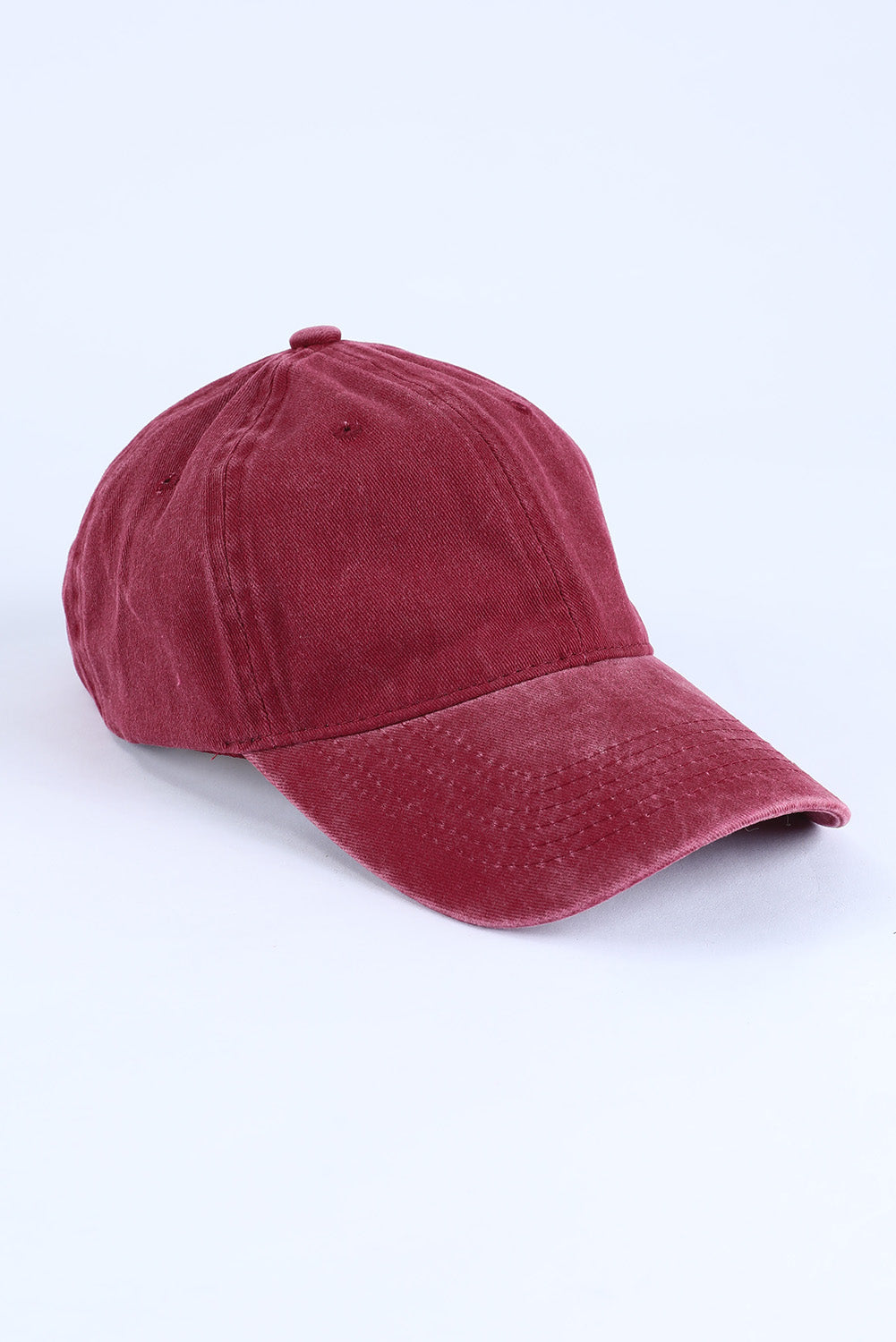 Red Vintage Wash Denim Baseball Cap Hats & Caps JT's Designer Fashion